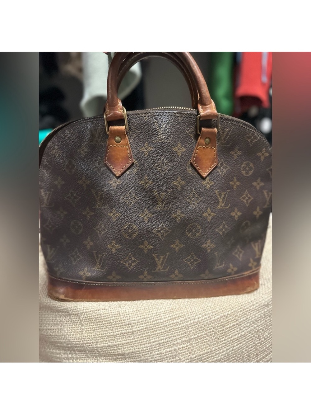 Louis Vuitton Brown Monogram Satchel with Tan Leather Trim